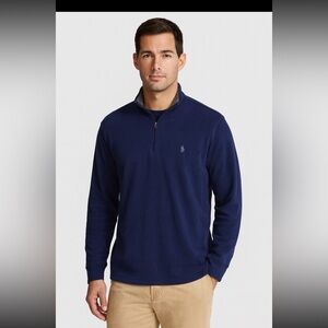 Polo Ralph Lauren 1/4 Zip Sweatshirt Men' XL Blue Preppy Pony Classic Office